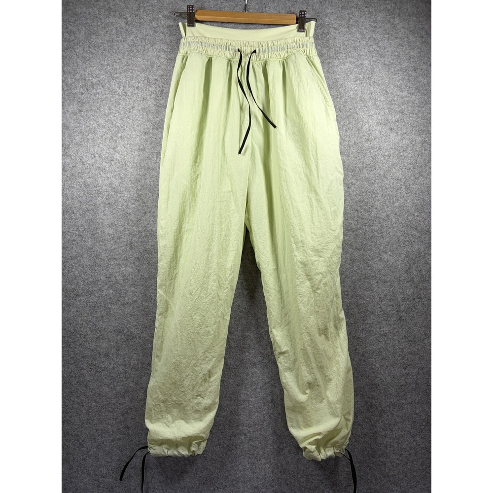 Gymshark Womens Medium Lime Green Woven Joggers Adjustable Bungee Ankle‎ Pants